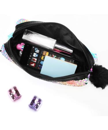 Phogary Sparkle Mermaid Sequin Cosmetic Bag - Reversible Double Color Handbag for Girls & Women | Silver & Pink M ppchen - Buy Online on SooperMarket.com
