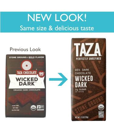 Taza Chocolate Organic Amaze Bar 95% Stone Ground - Vegan Dark Chocolate 6 Count 2.5 Ounce | International Shipping Available - Buy Online on SooperMarket.com