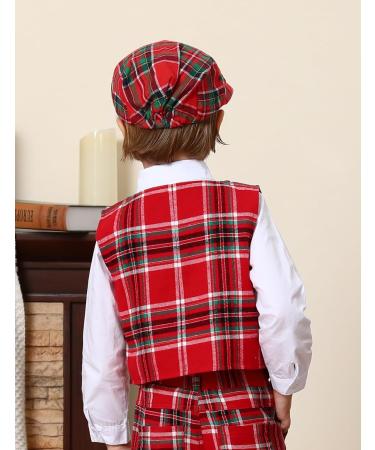 Mint Green Baby Flat Cap for Ages 6-8 Years | Red Plaid Vintage Drivers Hat - Buy Online on SooperMarket.com