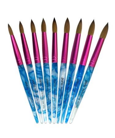 PANA USA Size 8 Acrylic Nail Brush - Pure Kolinsky Hair, White Swirl Blue Handle - Buy Online on SooperMarket.com