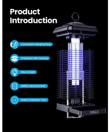 Gaiatop 4000V Bug Zapper Outdoor | Waterproof Electric Mosquito Killer for Home Backyard Patio - Black - Buy Online on SooperMarket.com