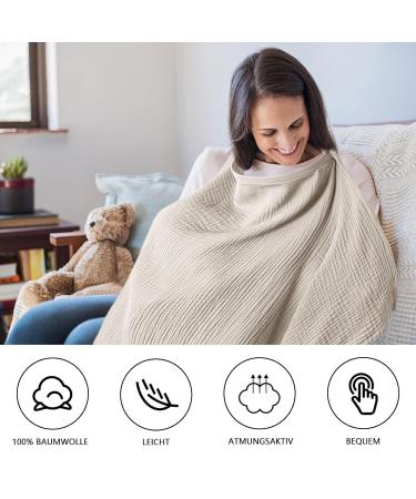 Soft & Breathable Cotton Breastfeeding Cover - Still Towel Snack Apron | Ideal Gift for Moms - Khaki - Buy Online on SooperMarket.com