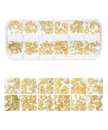 WEILUSI 3D Nail Art Steel Studs Summer Metal Charms - Ocean Mix Shapes Gold Studs for Women DIY Manicure Decor 1Box - Buy Online on SooperMarket.com
