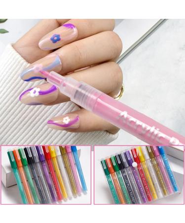 12PCS/Set Nail Art Pens 12 Colors Nail Polish Pens Quick Dry Nail Art Paint Smooth Graffiti Dotting Pen Waterproof Drawing Painting Nail Polish Design Pens - Buy Online on SooperMarket.com