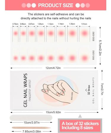 Kalolary 32PCS Cured Gel Nail Polish Strips Adhesive Full Wrap Gel Nail Art Sticker Waterproof Gel Nail Wrap Stickers with Nail File and Stick(UV/LED Lamp Required) (Pink Transparent) - Buy Online on SooperMarket.com