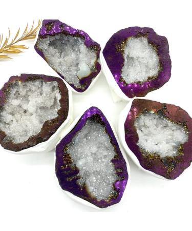 Crystal Rough Home Decor 1pc Wine red Titanium Aura Agate Quartz Cluster Crystal Geode Minerals Specimen Decorative Stones Ore Gifts Natural Crystal