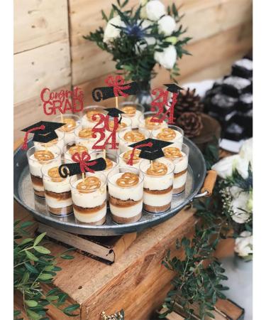 24Pcs Graduation Cupcake Toppers Graduation Cupcake Picks for Cupcake Food Decorations - Class of 2024 Graduation Cupcake Toppers Supplies (Black & Red) - Buy Online on SooperMarket.com