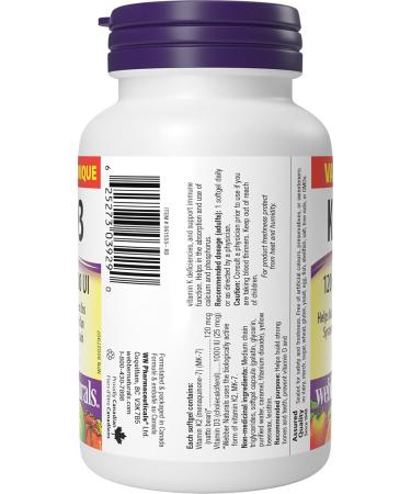 Webber Naturals Vitamin K2 with D3 110 Softgels MK-7 Formula Helps Support Bones Teeth and Immune Function - Buy Online on SooperMarket.com