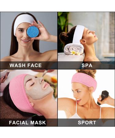 Queta Adjustable Terry Cloth Hair Band for Makeup - 3 Pack (Black White Pink) | Cosmetic Headband with Velcro Fastener - Buy Online on SooperMarket.com