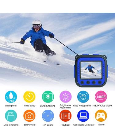 PROGRACE Upgraded Kids Waterproof Camera Action Video Digital Camera 1080 HD Camcorder for Boys Toys Gifts Build-in Game(Blue) - Buy Online on SooperMarket.com