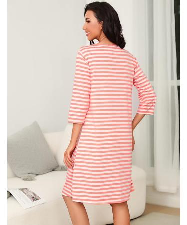 Marvmys Maternity Nightdress for Breastfeeding - V Neck Nursing Nightgown with 3/4 Sleeves - Soft Hospital Pajama for Pregnant Women (A-pink) - Buy Online on SooperMarket.com