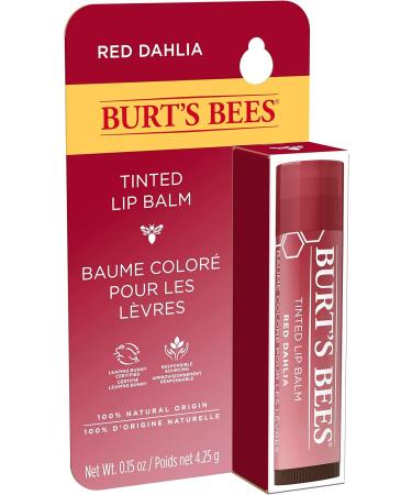 Burt's Bees Tinted Lip Balm Red Dahlia 100% Natural Origin - 1 Tube Stocking Stuffer Christmas Gift Gifts for her - Buy Online on SooperMarket.com