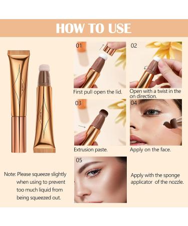 Prreal Contour Beauty Wand - Liquid Face Concealer Pen with Cushion Applicator | Waterproof Blendable Contouring Makeup | 0.53oz (#08) - Buy Online on SooperMarket.com