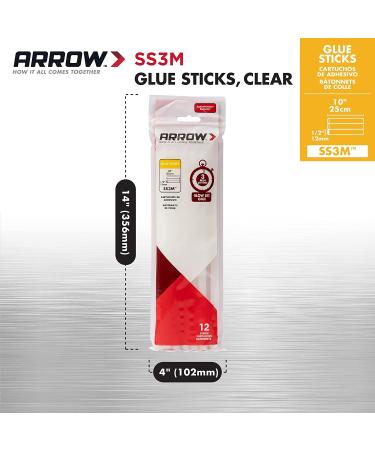 Arrow SS3M Full Size Slow Set Glue Sticks for Hot Glue Guns  Use for High Temp and Low Temp Crafting  Hobbies  and General Repair Projects  10-Inch by 1/2-Inch  Clear  12-Pack - Buy Online on SooperMarket.com