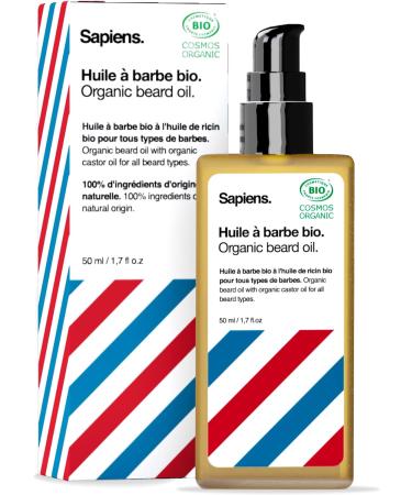 Sapiens Barbershop Beard Oil 50ml - Cosmos Organic Certified Beard Growth Oil - Natural Oils for Moisturizing and Promoting Growth - Made in France - Buy Online on SooperMarket.com