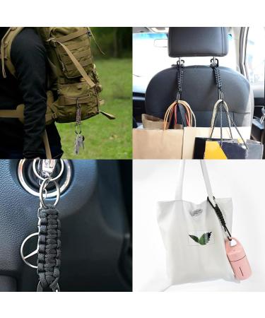 Viviihoo Paracord Keychain Set - 3 pcs Black Orange Camouflage | Carabiner Hooks & Braided Lanyard for Camping Hiking & Survival - 15.6cm - Buy Online on SooperMarket.com