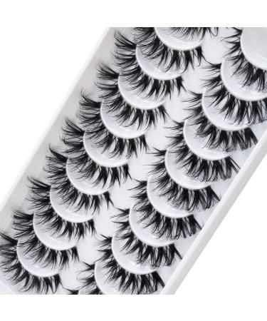 3D false eyelashes natural eyelashes pure handmade natural look fluffy artificial eyelashes multipack strip lashes 10 pairs (Hyal01W)