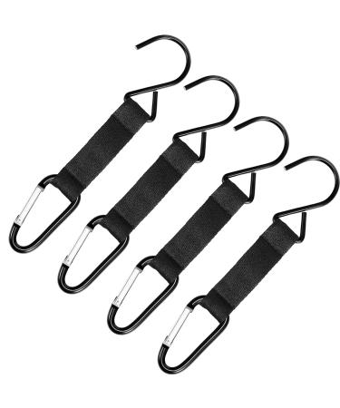 4 Pieces Fence Hooks for Baseball Nylon Safety Buckles Fence Hooks Multifunctional Hanging Buckles Metal Hooks Suitable for Softball Outdoor Sports Equipment Water Cup Backpack Black