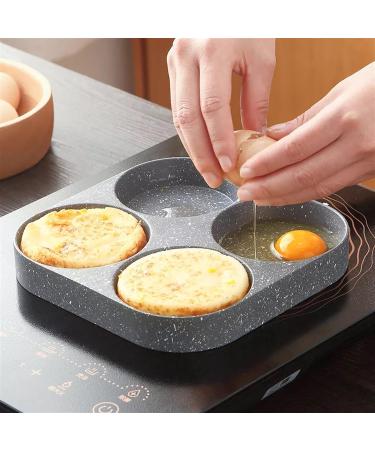 DELURA Saucepan 4 Holes Egg Frying Pan Multifunction Hamburger Steak Pan Wooden Handle Cooking Pan Cooking Utensils Wok - Buy Online on SooperMarket.com
