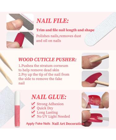 LuckForever 240pc Matte Black Square Press On Nails - Medium Glue On Acrylic Nail Set | Full Cover Artificial Fingernails with Adhesive Tabs - Buy Online on SooperMarket.com