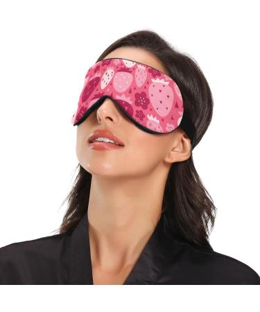 Haskirky Light Blocking Eye Mask | Breathable & Adjustable for Men and Women | Perfect for Travel, Yoga, and Deep Sleep | Pink Strawberry - Buy Online on SooperMarket.com