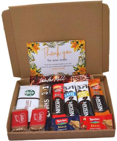 Instant Coffee Gift Box | 6 Variety Coffee Flavours | Mocha Cappuccino Latte Vanilla Caramel 3 in 1 Coffee Fantastic Letterbox gifts for Coffee Lovers| Biscuits Wafers | All Occasion| Birthday - Buy Online on SooperMarket.com