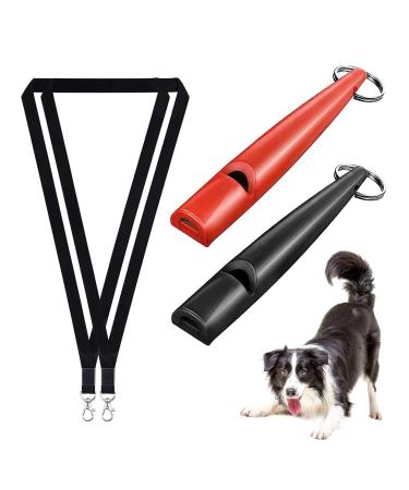 Fanna's dog whistle 2 pieces of dog whistle R tter recall with free pipe band adjustable high frequency loud and far -reaching for effective dog training successful dog training black/red black and red