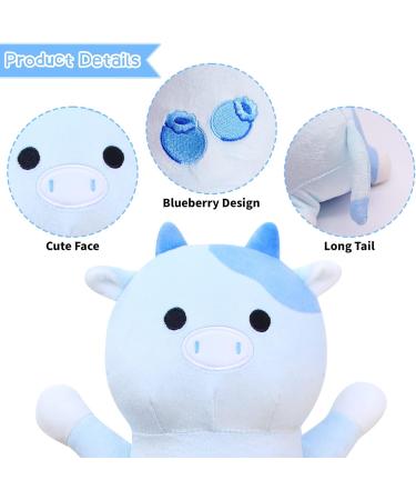 Blueberry Cow Plush Body Pillow - 49cm Stuffed Animal for Kids, Long Soft Plushie Toy, Birthday & Valentines Day Gift - Blue - Buy Online on SooperMarket.com