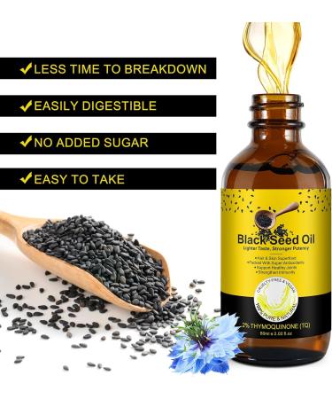 Organic Black Seed Oil - 100% Pure Natural & Cold Pressed Liquid Black Cumin Seed Oilwith Omega 3 6 9 Antioxidant and Thymoquinone for Hair Growth - Buy Online on SooperMarket.com