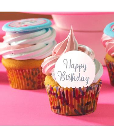 Cupcake Toppers 10 Pieces Acrylic Happy Birthday Cake Toppers Round Cake Decorations for Birthday Party Rose Gold - Buy Online on SooperMarket.com