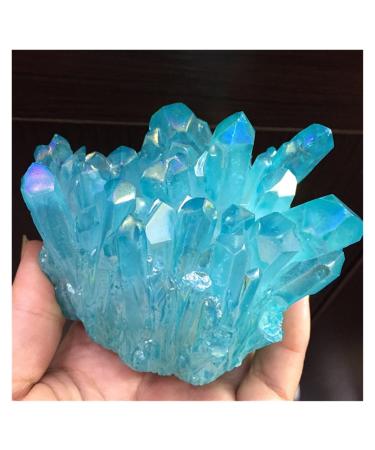 Natural Rock Crystal Clusters Colorful Angel Electroplated Minerals Specimen Ornament Home Decorative Stone Flowers Stones (Size : D/300-330g)