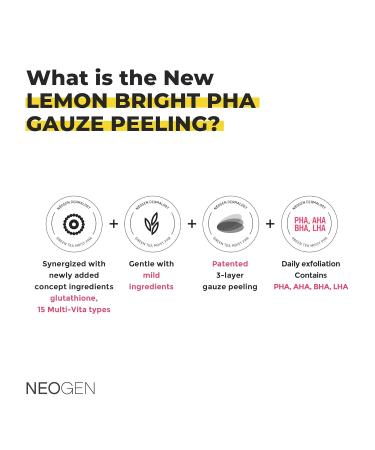 Dermalogy by Neogenlab Lemon PHA Gauze Peeling Pads - Exfoliating AHA BHA PHA LHA Pads with Lemon Glutathione & Niacinamide | 30 Pads - Korean Skin Care for Radiant Skin - Buy Online on SooperMarket.com