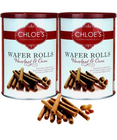 Wafer Rolls Multipack with 2 Pack of Chloe's Continental Wafer Rolls Hazelnut & Cocoa 400g | On the go Snacks | Suitable for Vegetarians