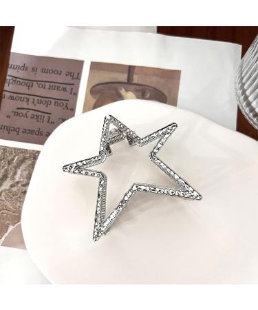 Silver Star Metal Hair Claw Clip - Stylish Hair Barrette for Women and Girls - Buy Online on SooperMarket.com