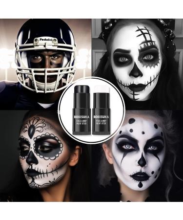 BOBISUKA Black White Face Paint Stick & Setting Powder Set for Sports Cosplay & Halloween Makeup - Eye Black Sticks & Body Paints - Buy Online on SooperMarket.com