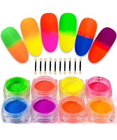Kalolary 12 Colors Fluorescent Nail Powder - Neon Pigments Dust for Halloween & Christmas Makeup - Buy Online on SooperMarket.com