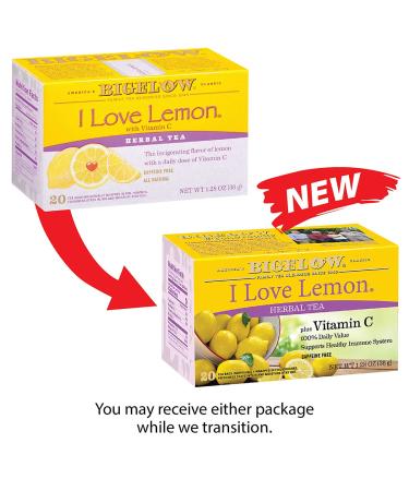 Bigelow I Love Lemon Herbal Tea with Vitamin C | Caffeine Free | 20 Bags | 1.28 oz - Buy Online on SooperMarket.com
