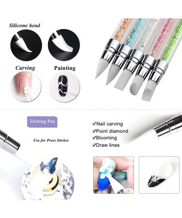 5 Pcs Dual Tipped Silicone Nail Art Sculpture Pens for Home Salon - Buy Online on SooperMarket.com