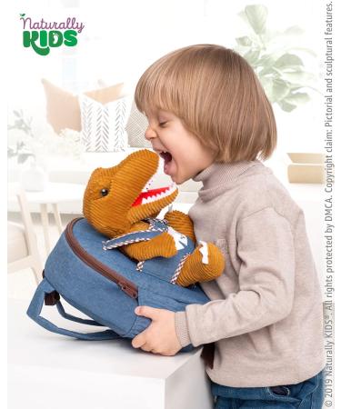 Naturally KIDS Small Dinosaur Backpack - Toddler Boy Girl Backpack with Stuffed Animal - Gifts for 3 Year Old - Brown T Rex Design - Buy Online on SooperMarket.com