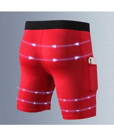 ABTIOYLLZ Men's Compression Shorts 3 Pack - Red Medium with Pockets - Buy Online on SooperMarket.com