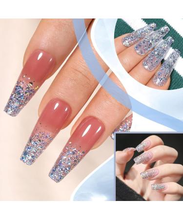 Glitter Nail Polish - Silver Glitter Nail Varnish - Quick Dry Nail Varnish - Silver Diamond Sparkle Long Lasting Nail Polish - No Need Baking for DIY Nail Art Manicure at Home silver giltter - Buy Online on SooperMarket.com