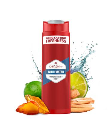 Old Spice WhiteWater 3-in-1 shower gel & shampoo for men (250 ml) body-hair facial cleaning men long-lasting fresh lemon sandal wood and amber 250 ml (1 Pack)