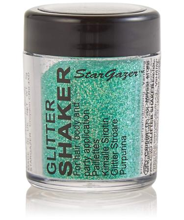 Stargazer Glitter Shaker Green. Cosmetic glitter powder for use on the eyes lips face body hair and nails.
