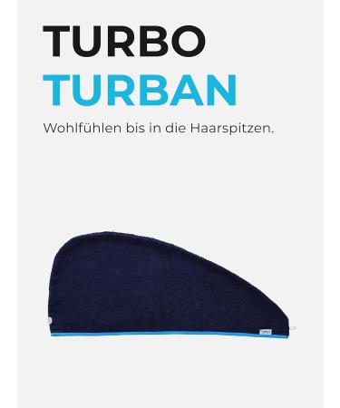 Sowel Organic Cotton Hair Turban Towel - Unisex Navy Blue - 100% Eco-Friendly Button Closure - Buy Online on SooperMarket.com