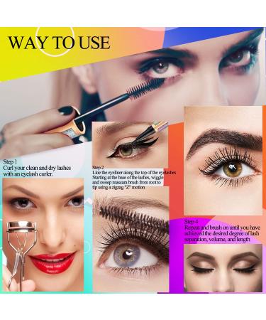 4D Silk Fiber Lash Mascara & Eyeliner Set - Black Waterproof Liquid Eyeliner & Mascara for Sky High Volume and Lengthening - No Clumping Formula - Buy Online on SooperMarket.com