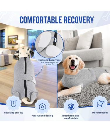 Lukovee Dog Surgery Recovery Suit Dog Cone E-Collar Alternative After Surgery with Zipper for Female Male Dog Recovery Shirt Dog Abdominal Wounds Bandages Preventing Licking Spay Suit (GY M) Medium Gray - Buy Online on SooperMarket.com