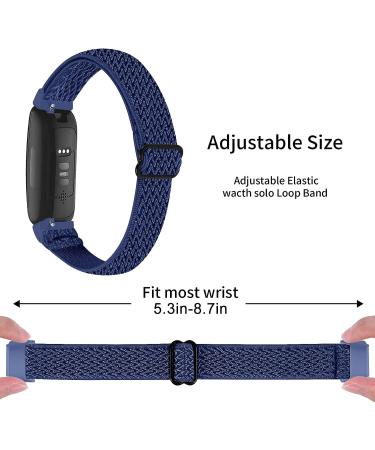 3-Pack Elastic Nylon Bands for Fitbit Inspire 3/2/HR/Ace 3/2 - Adjustable Breathable Replacement Straps in Black, Midnight Blue, Gray - Buy Online on SooperMarket.com