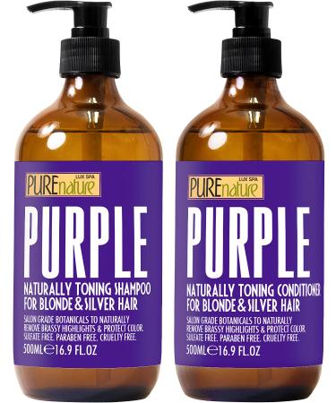 Purple Shampoo and Conditioner Set - No, Orange, Yellow or Brassy Tones - Best Toner Treatment for Brassiness - Blonde, Grey, Bleached or Silver Hair - Sulfate Free