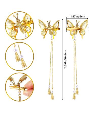 WLLHYF 4Pcs Silver Butterfly Hair Clips with Tassel - Elegant Hair Barrettes for Women, Perfect for Bride Wedding - Head Pieces Hair Accessories - Buy Online on SooperMarket.com