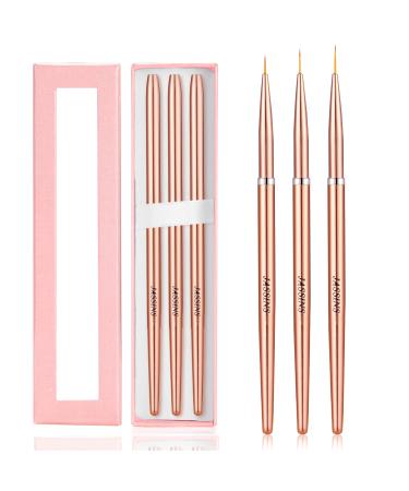 Nail Art Liner Brushes Set JASSINS Nail Art Design Brush Striping Thin Long Line Pen mm/9mm/11mm (Rose Gold)
